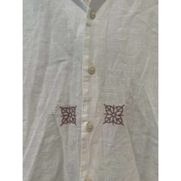 ETA E.T.A. Mens Resort Button Down Size Large Beige with Embroider 100% Cotton - Picture 4 of 12